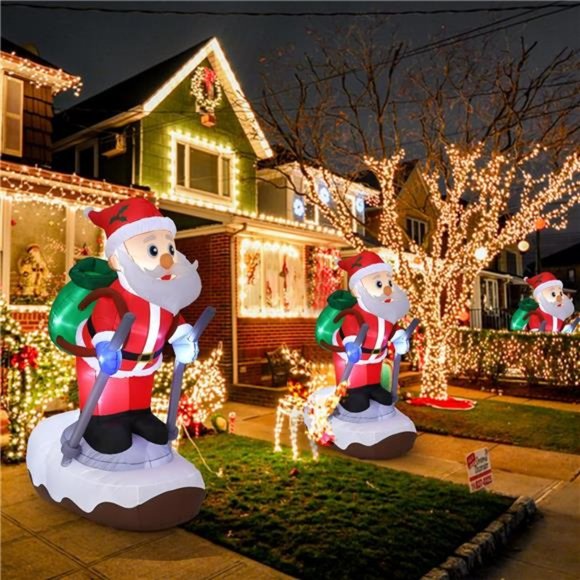 9.25 FT Christmas Inflatable Santa Claus with Gift Sled LED Lights Blow Up Decor - Picture 3 of 7